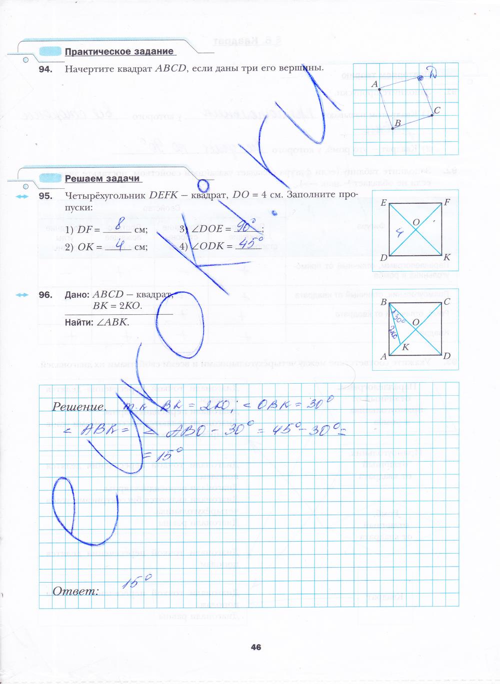 гдз 8 класс рабочая тетрадь часть 1 страница 46 геометрия Мерзляк, Полонский, Якир