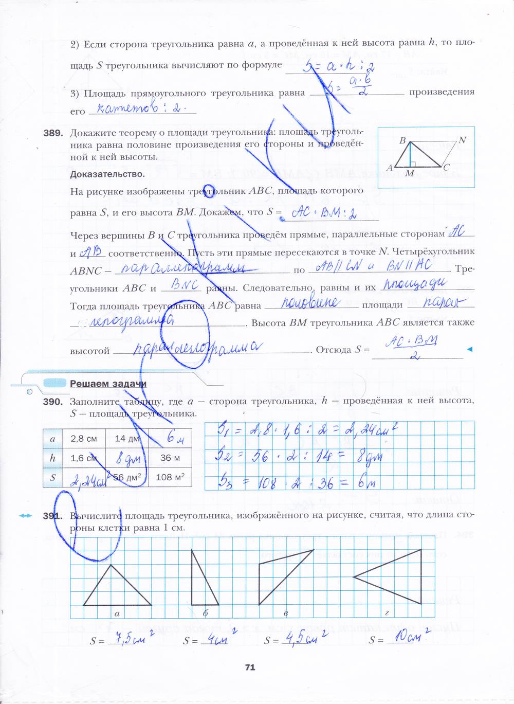 гдз 8 класс рабочая тетрадь часть 2 страница 71 геометрия Мерзляк, Полонский, Якир