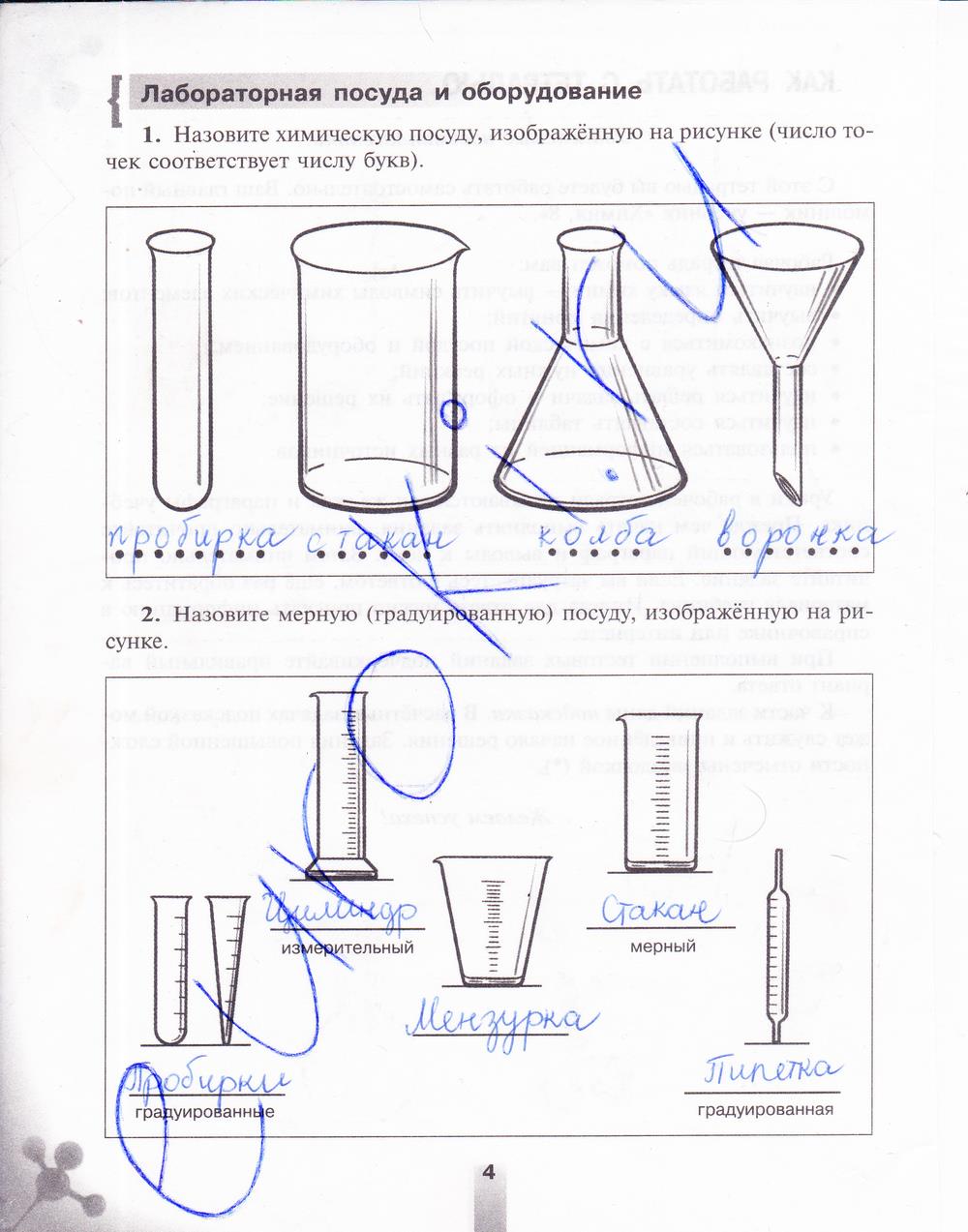 гдз 8 класс рабочая тетрадь страница 4 химия Микитюк