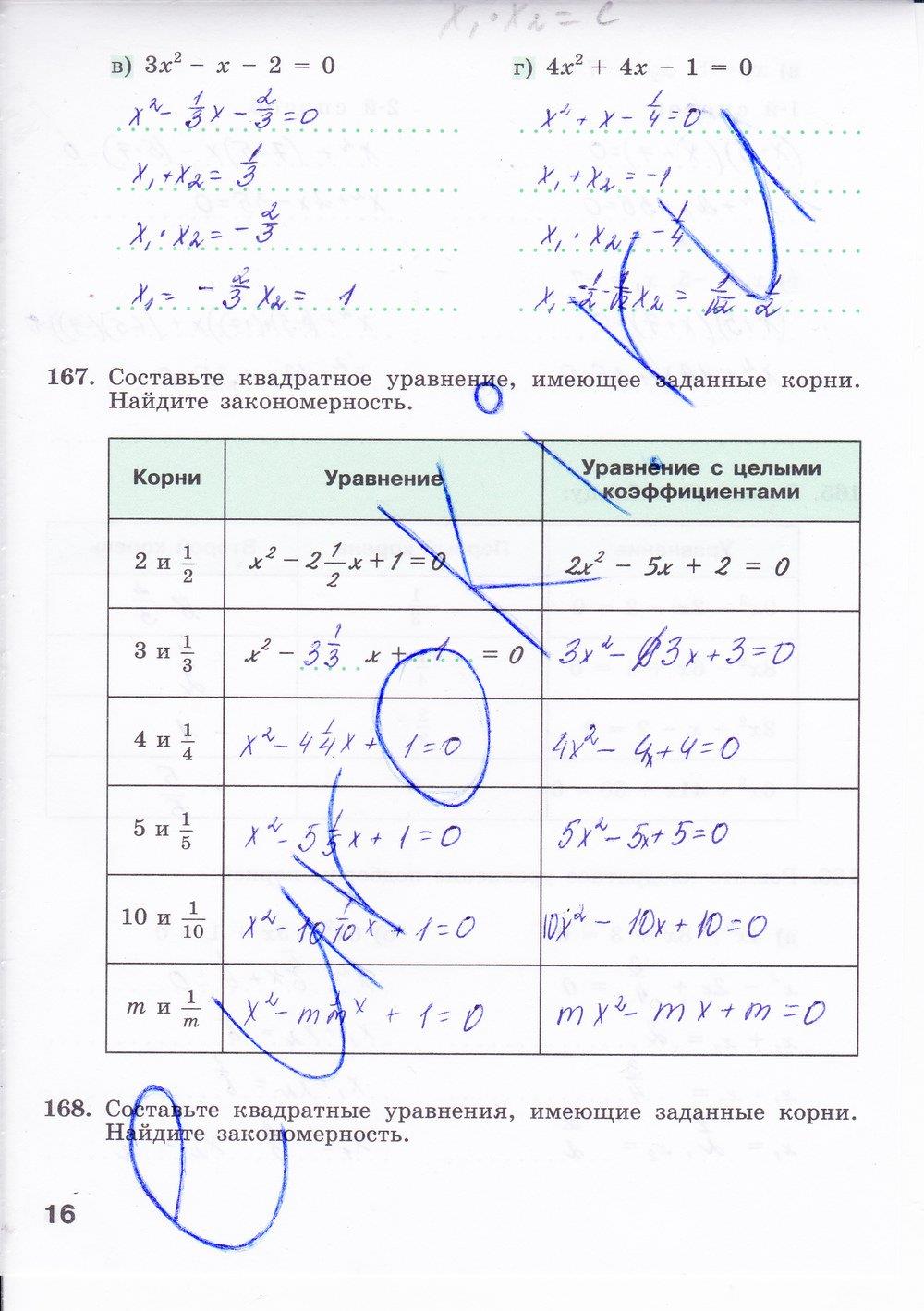 гдз 8 класс рабочая тетрадь часть 2 страница 16 алгебра Минаева, Рослова