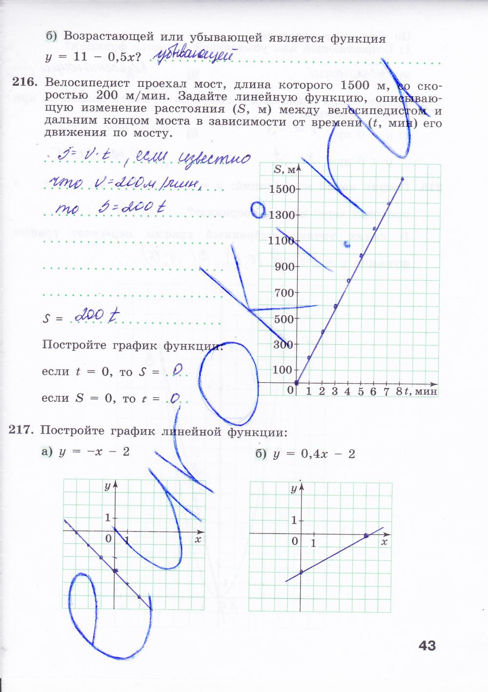 гдз 8 класс рабочая тетрадь часть 2 страница 43 алгебра Минаева, Рослова