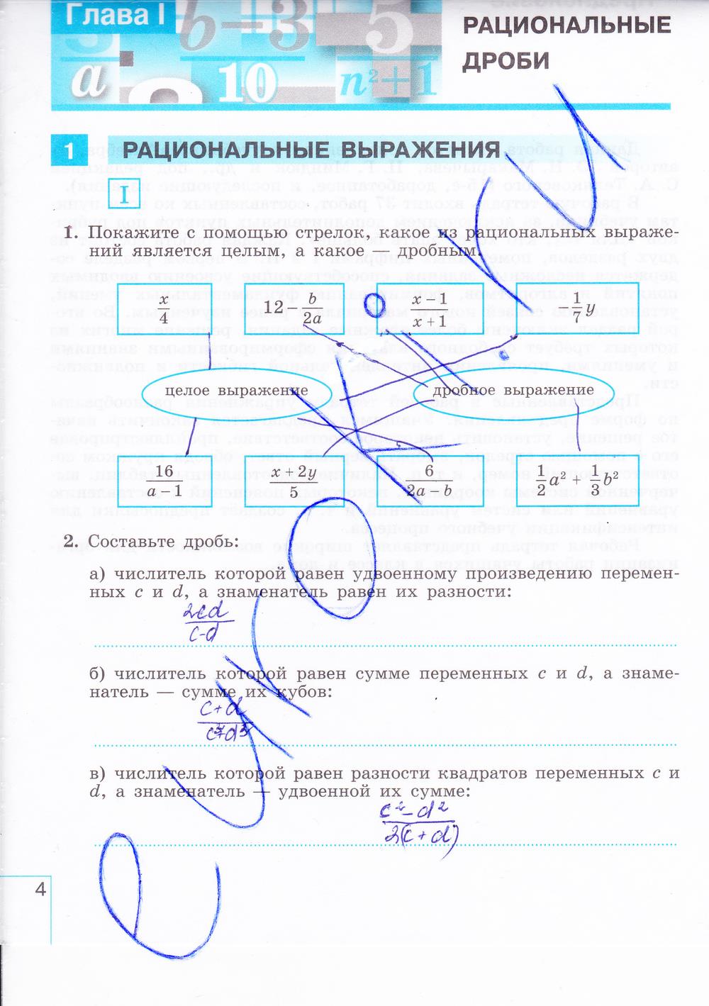 гдз 8 класс рабочая тетрадь часть 1 страница 4 алгебра Миндюк, Шлыкова