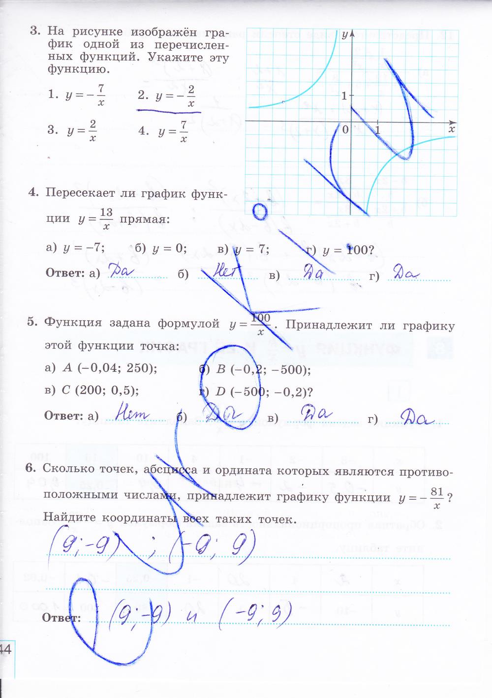гдз 8 класс рабочая тетрадь часть 1 страница 44 алгебра Миндюк, Шлыкова