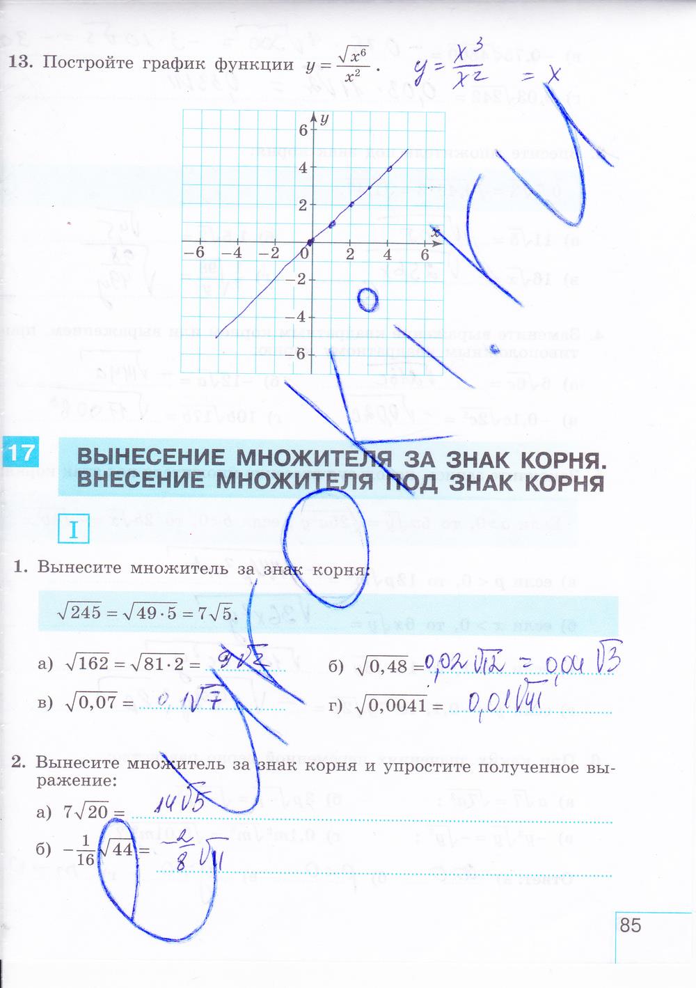 гдз 8 класс рабочая тетрадь часть 1 страница 85 алгебра Миндюк, Шлыкова