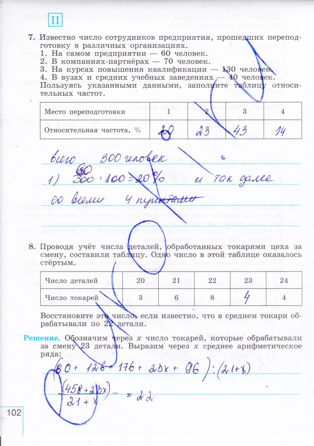 гдз 8 класс рабочая тетрадь часть 2 страница 102 алгебра Миндюк, Шлыкова
