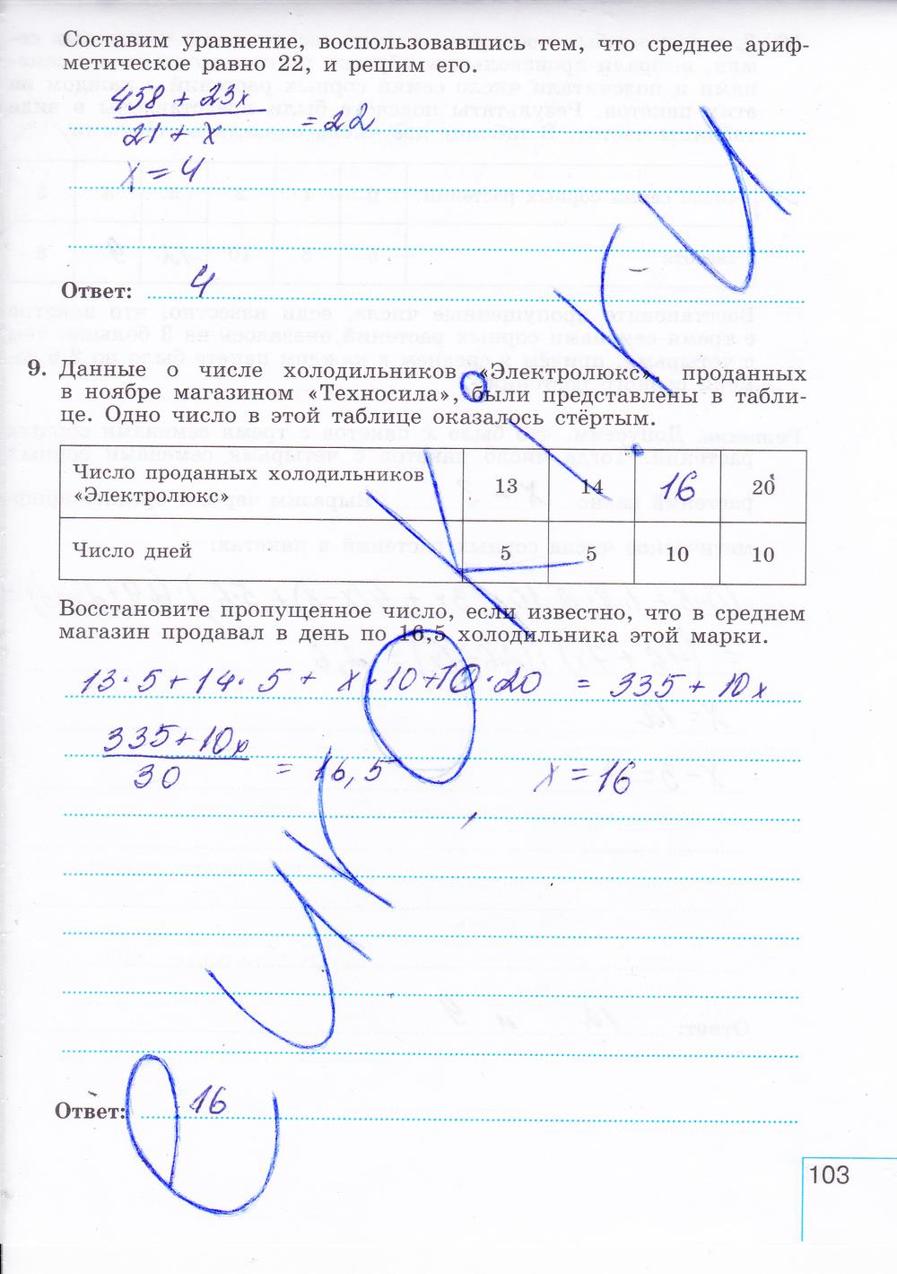 гдз 8 класс рабочая тетрадь часть 2 страница 103 алгебра Миндюк, Шлыкова