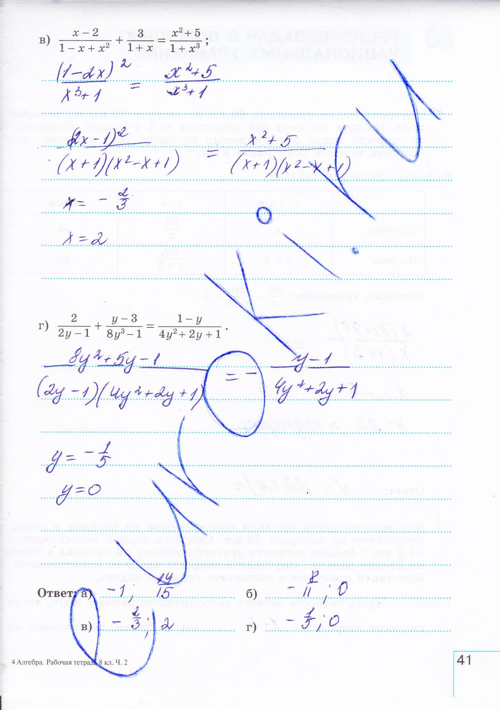 гдз 8 класс рабочая тетрадь часть 2 страница 41 алгебра Миндюк, Шлыкова