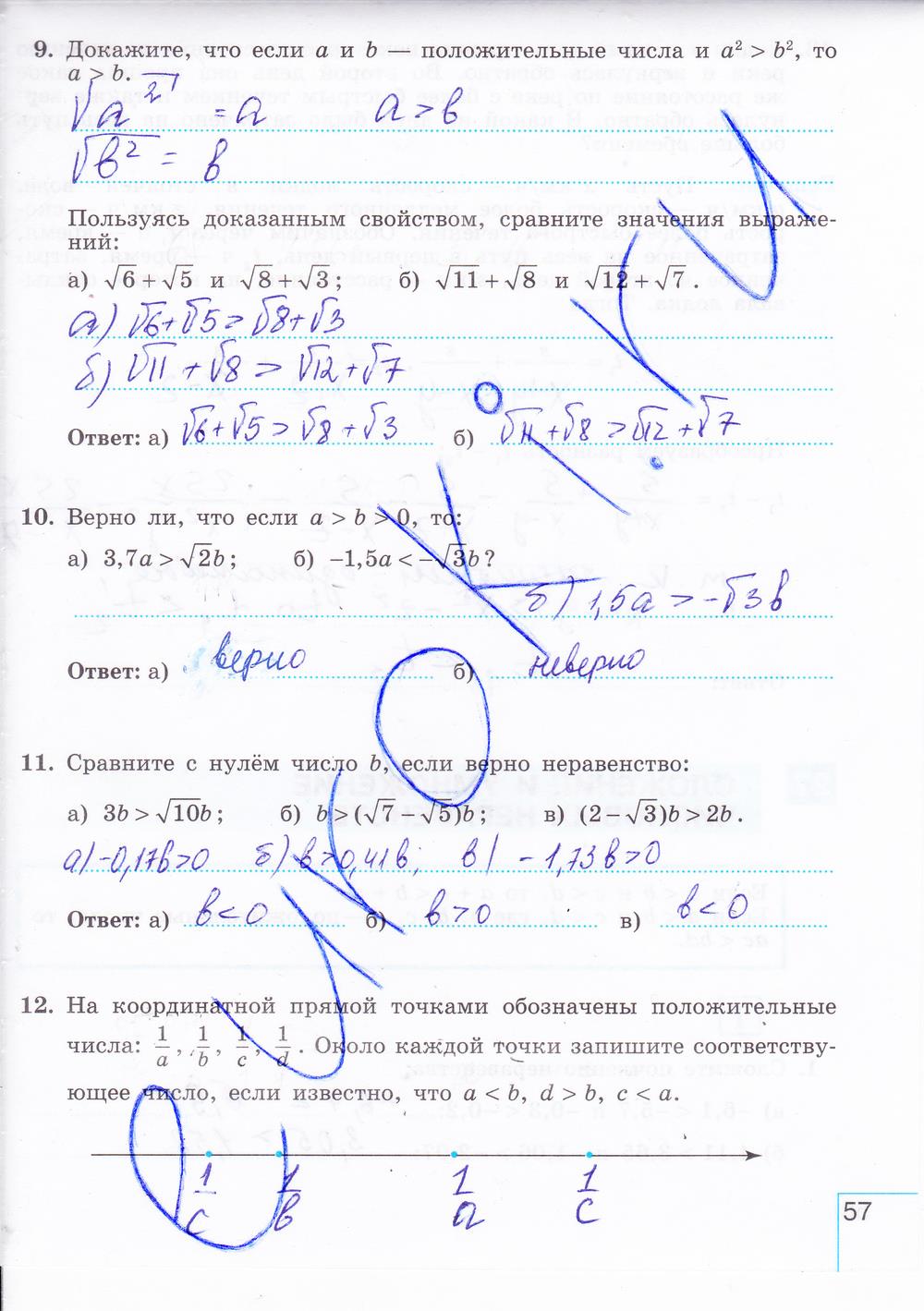 гдз 8 класс рабочая тетрадь часть 2 страница 57 алгебра Миндюк, Шлыкова