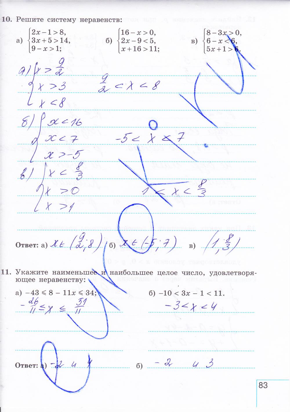 гдз 8 класс рабочая тетрадь часть 2 страница 83 алгебра Миндюк, Шлыкова