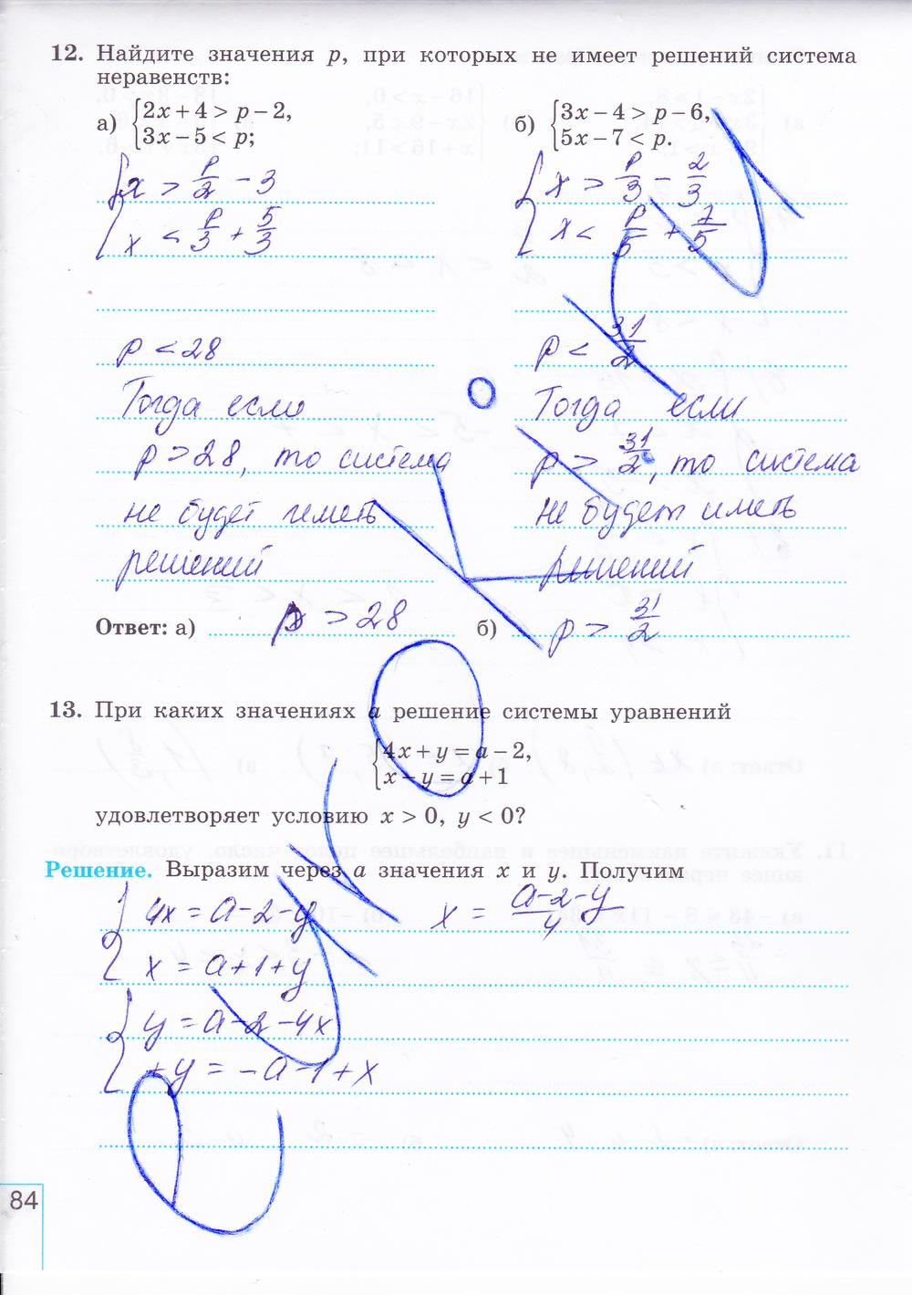 гдз 8 класс рабочая тетрадь часть 2 страница 84 алгебра Миндюк, Шлыкова