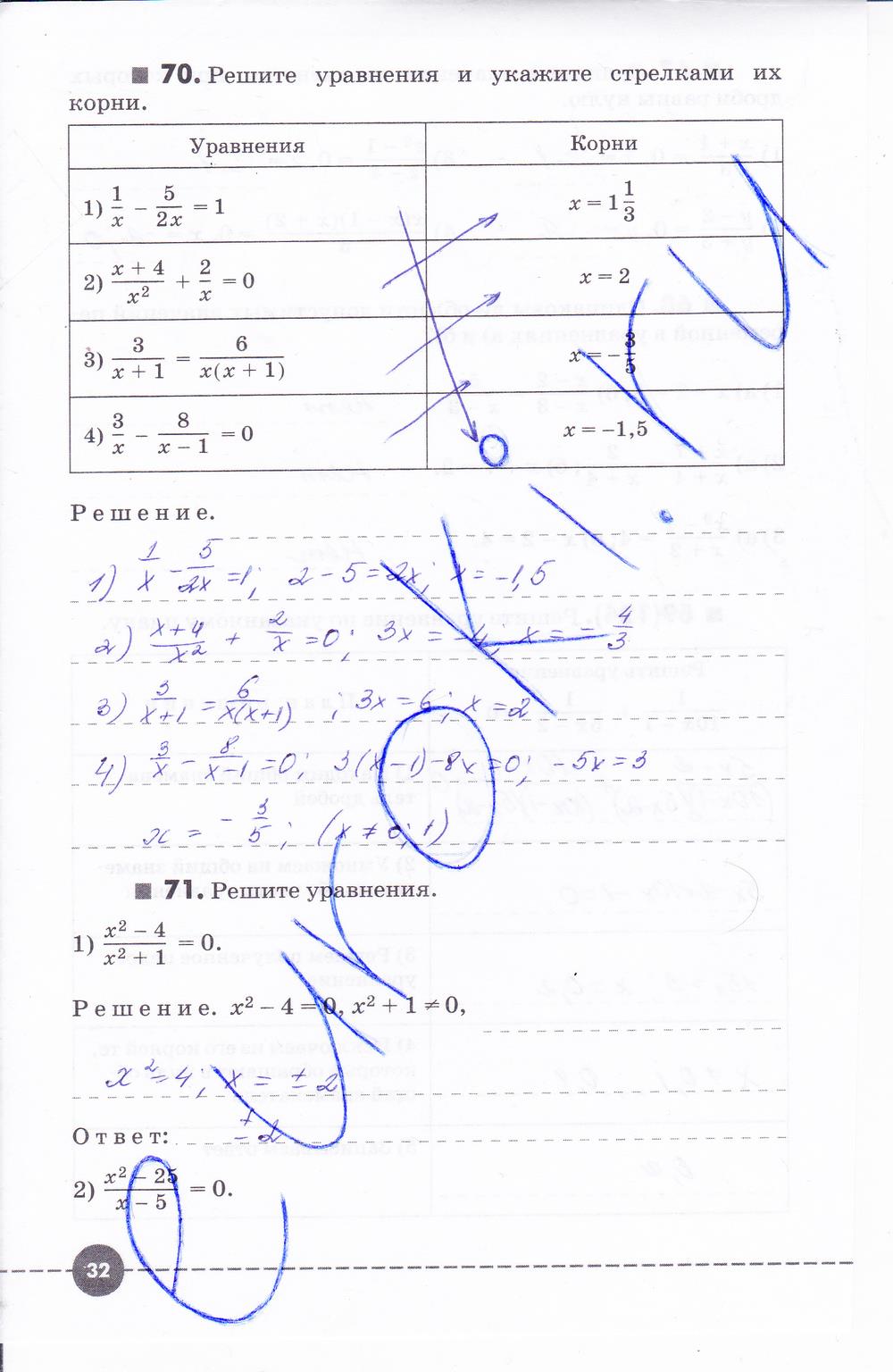 гдз 8 класс рабочая тетрадь часть 1 страница 32 алгебра Муравин, Муравина