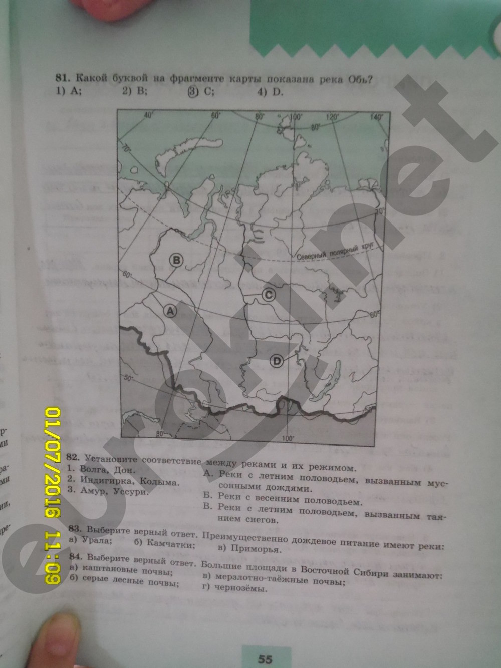 гдз 8 класс тетрадь-тренажёр страница 55 география Николина
