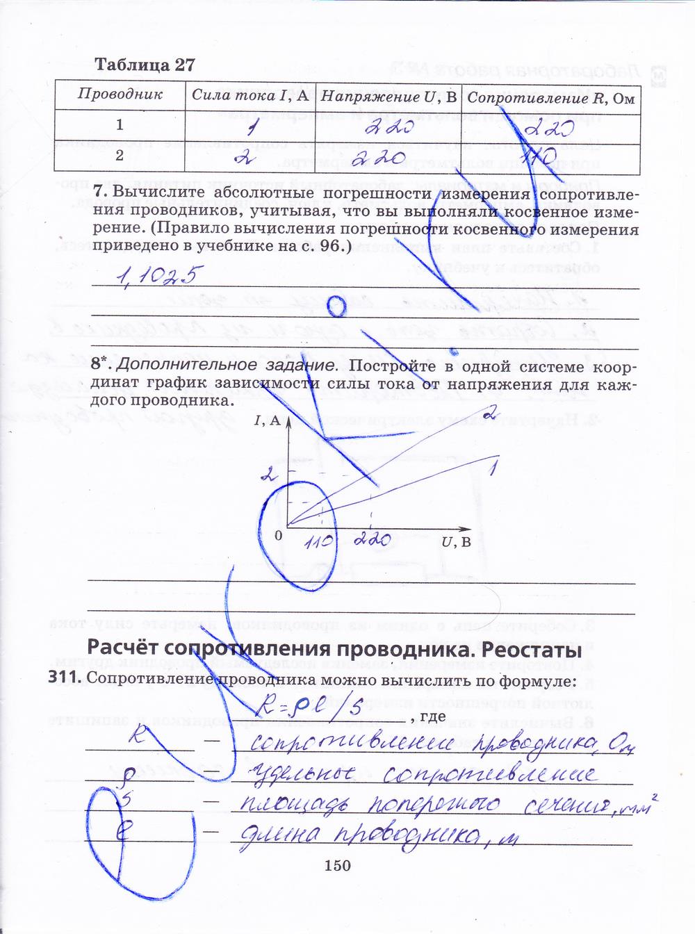 гдз 8 класс рабочая тетрадь страница 150 физика Пурышева, Важеевская
