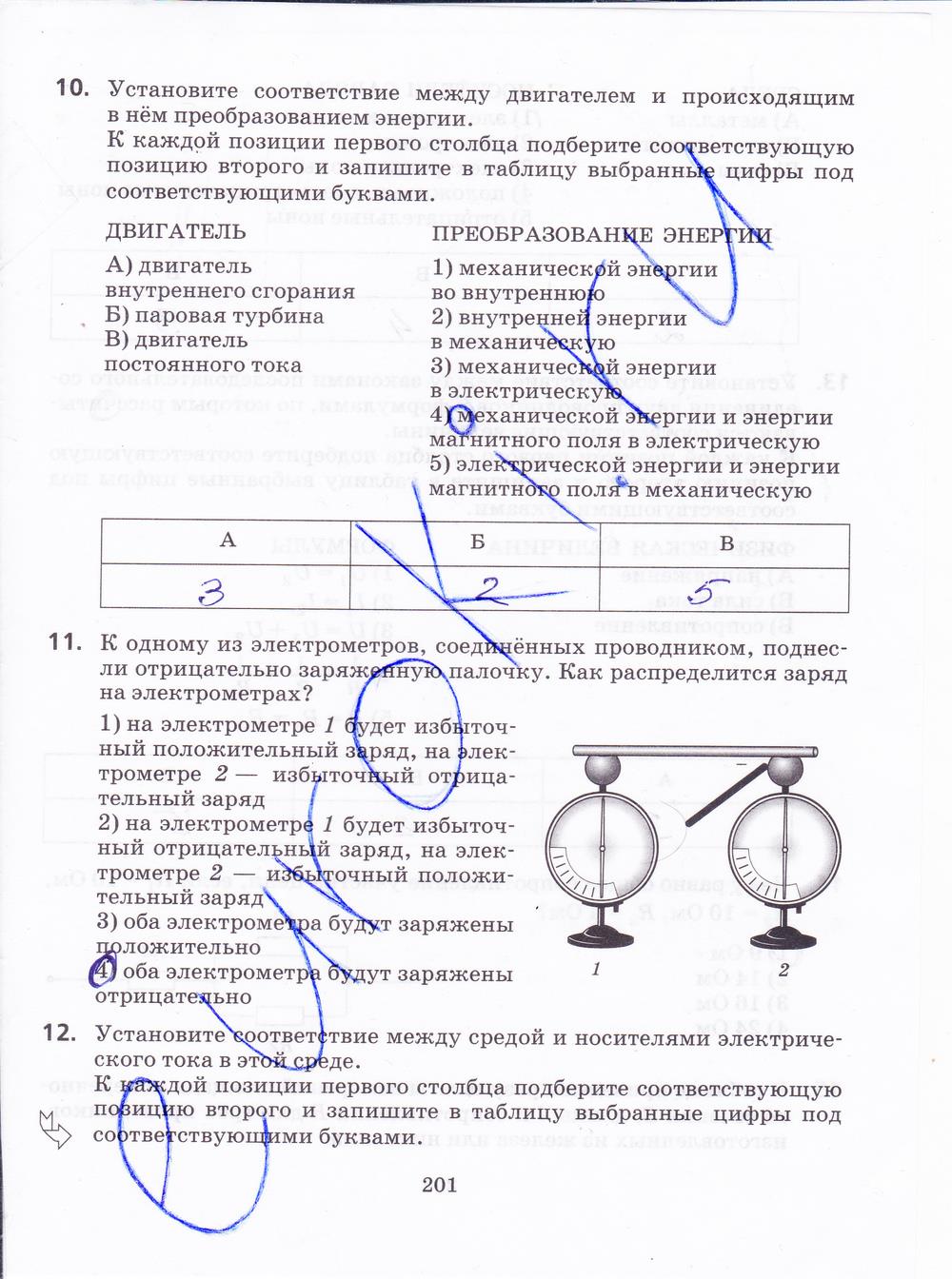 гдз 8 класс рабочая тетрадь страница 201 физика Пурышева, Важеевская