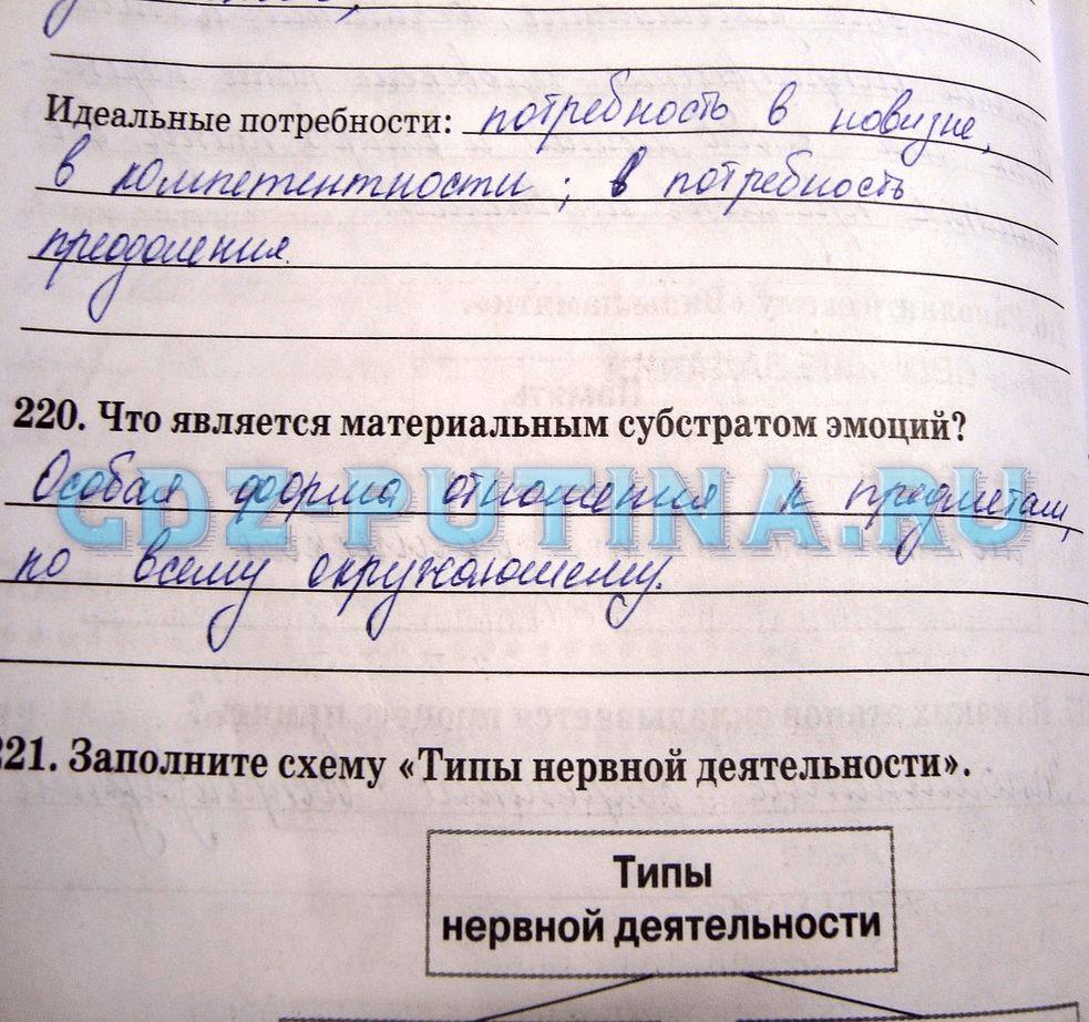 гдз 8 класс рабочая тетрадь задание 220 биология Сонин, Агафонова