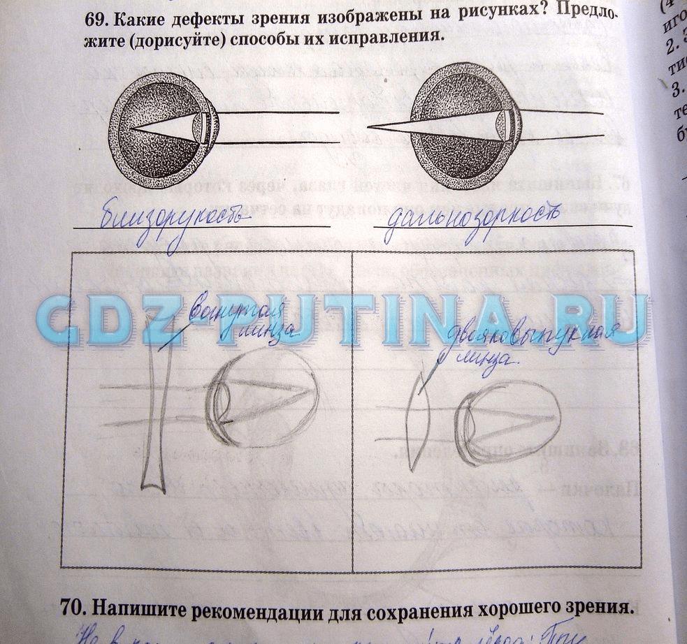 гдз 8 класс рабочая тетрадь задание 69 биология Сонин, Агафонова