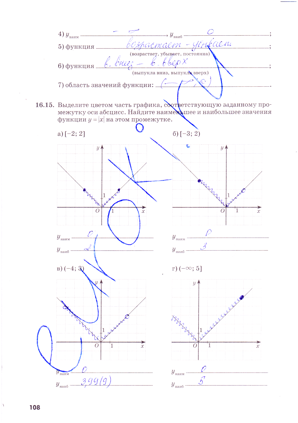 гдз 8 класс рабочая тетрадь часть 1 страница 108 алгебра Зубарева, Мильштейн