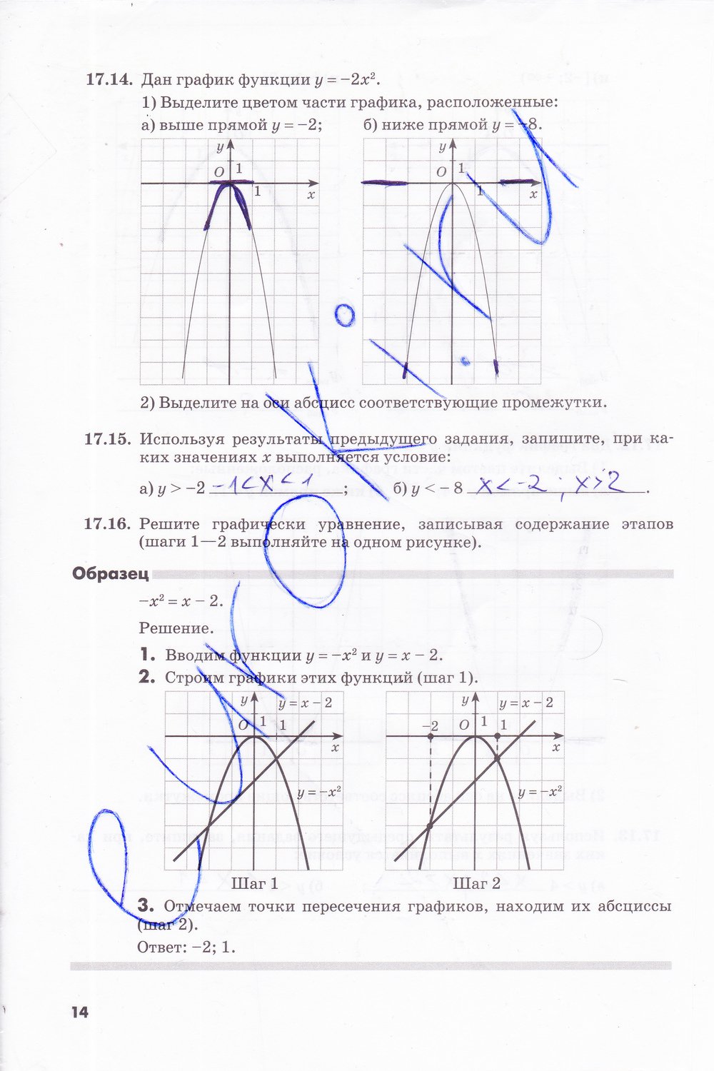 гдз 8 класс рабочая тетрадь часть 2 страница 14 алгебра Зубарева, Мильштейн