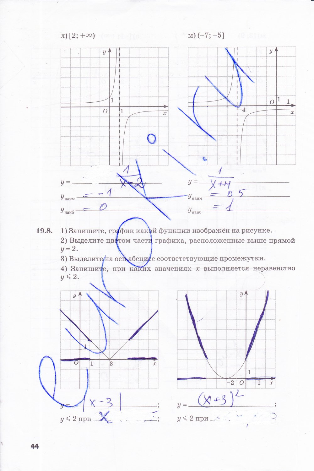 гдз 8 класс рабочая тетрадь часть 2 страница 44 алгебра Зубарева, Мильштейн