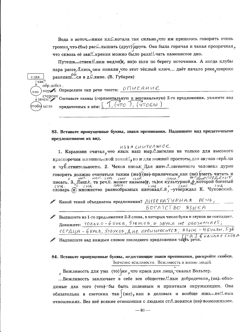 гдз 9 класс рабочая тетрадь часть 2 страница 80 русский язык Богданова