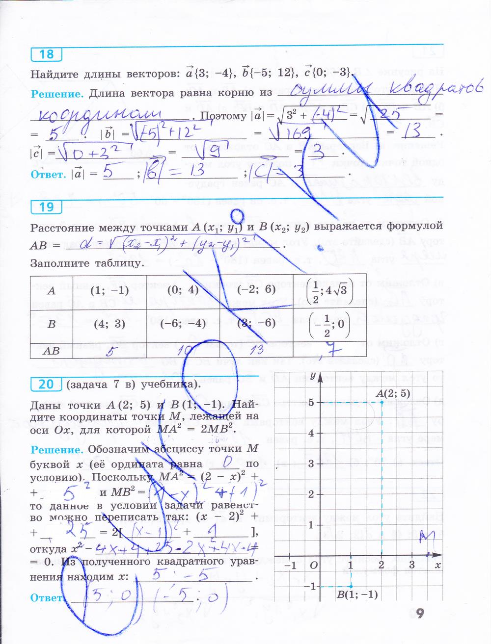 гдз 9 класс рабочая тетрадь страница 9 геометрия Бутузов, Кадомцев, Прасолов