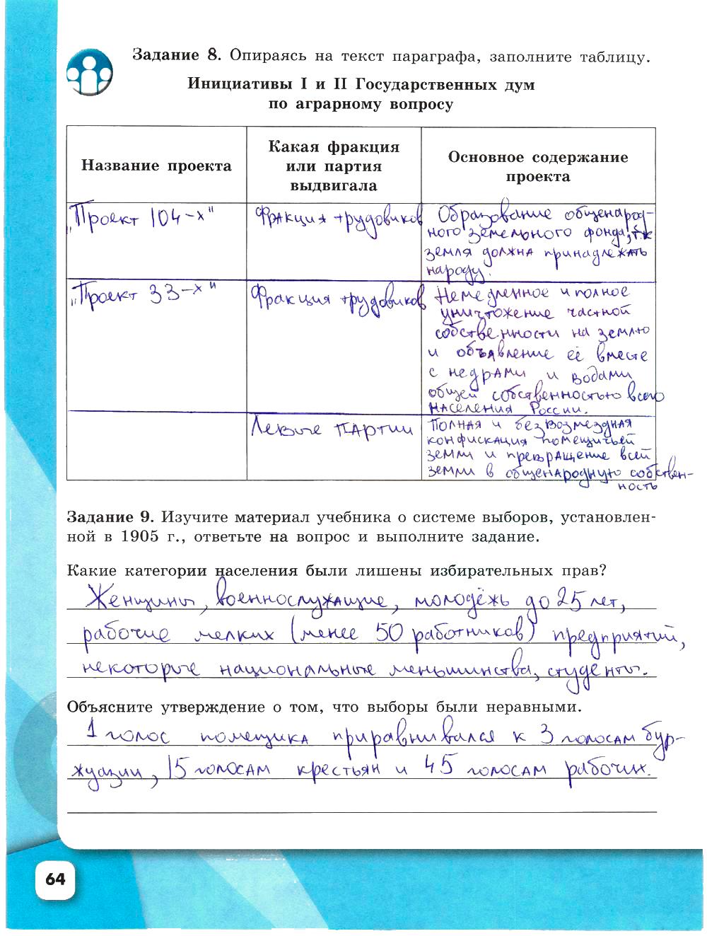 гдз 9 класс рабочая тетрадь часть 2 страница 64 история Данилов, Косулина