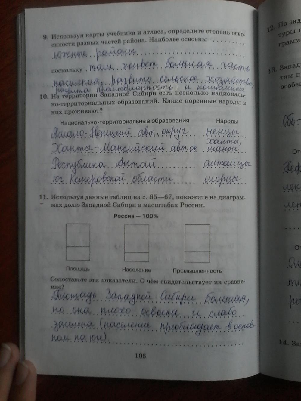 гдз 9 класс рабочая тетрадь страница 106 география Дронов