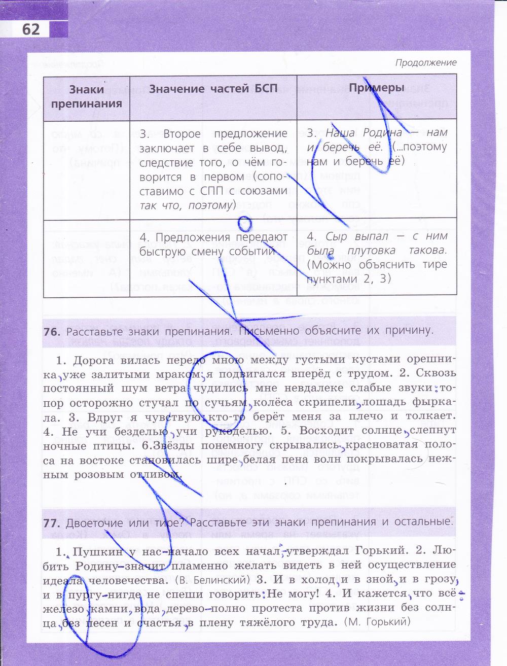гдз 9 класс рабочая тетрадь страница 62 русский язык Ефремова