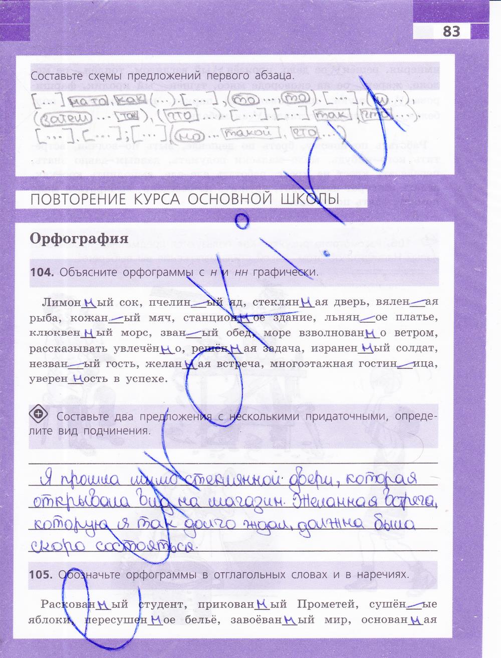 гдз 9 класс рабочая тетрадь страница 83 русский язык Ефремова