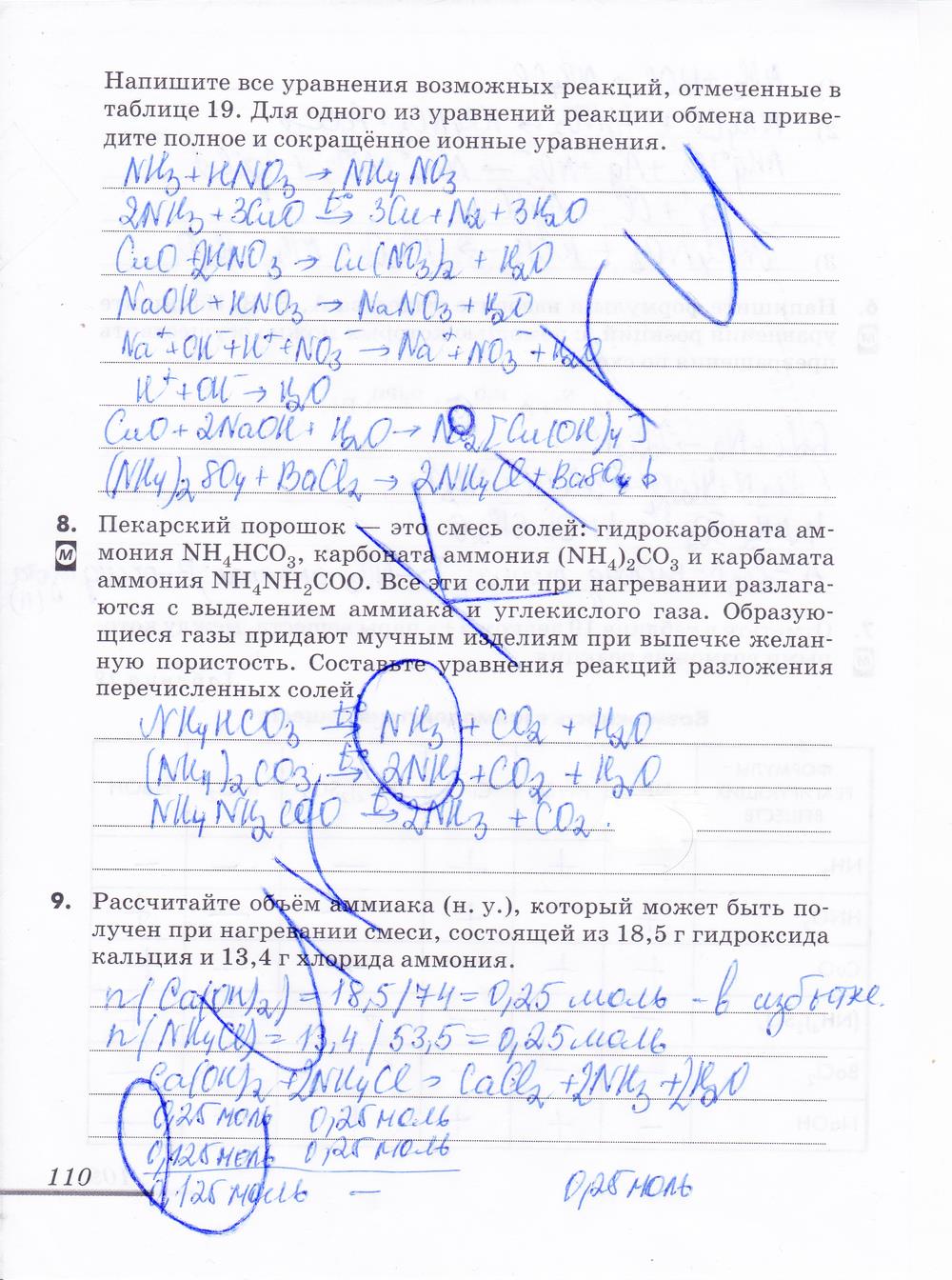 гдз 9 класс рабочая тетрадь страница 110 химия Еремин, Дроздов