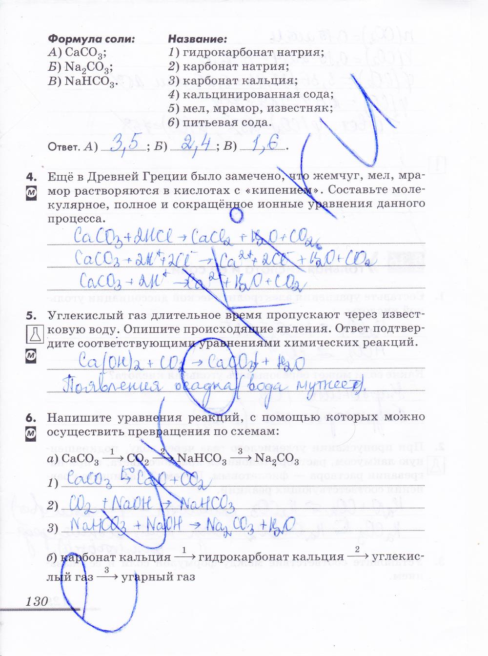 гдз 9 класс рабочая тетрадь страница 130 химия Еремин, Дроздов