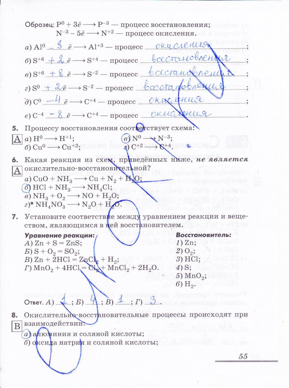 гдз 9 класс рабочая тетрадь страница 55 химия Еремин, Дроздов