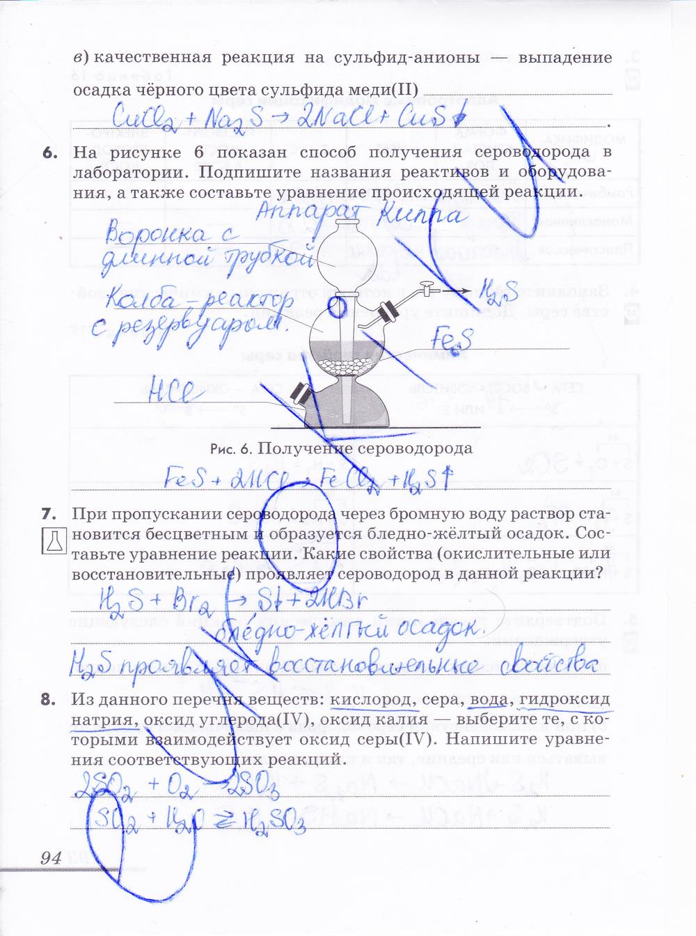 гдз 9 класс рабочая тетрадь страница 94 химия Еремин, Дроздов