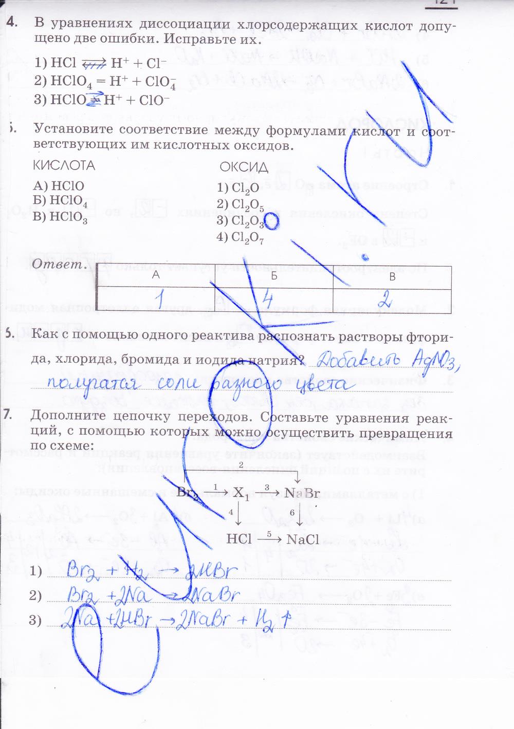гдз 9 класс рабочая тетрадь страница 121 химия Габриелян, Сладков