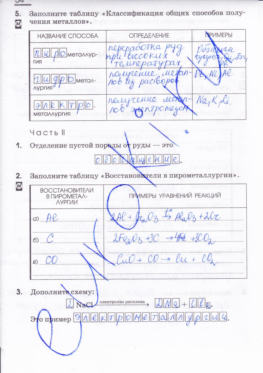гдз 9 класс рабочая тетрадь страница 54 химия Габриелян, Сладков