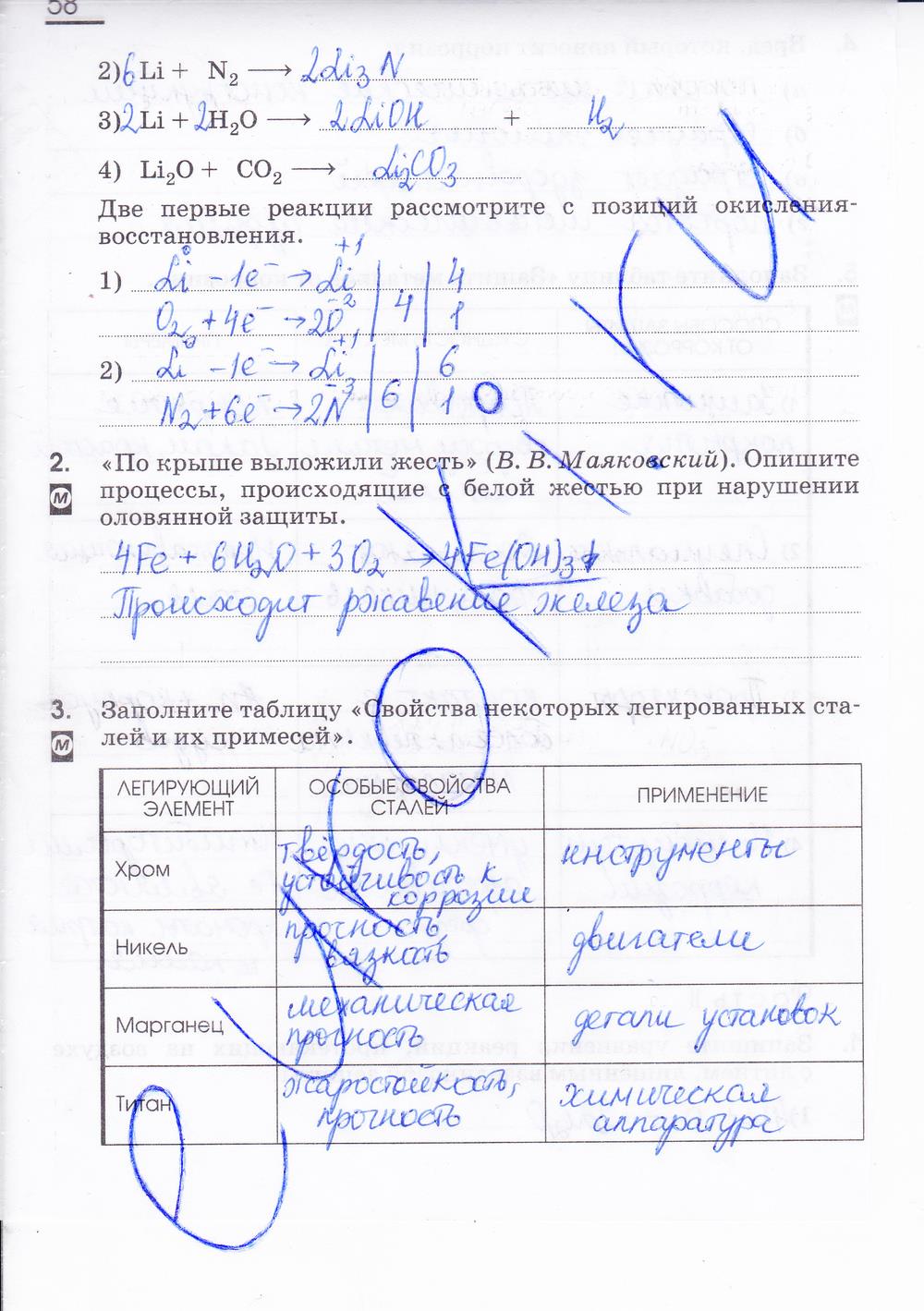 гдз 9 класс рабочая тетрадь страница 58 химия Габриелян, Сладков