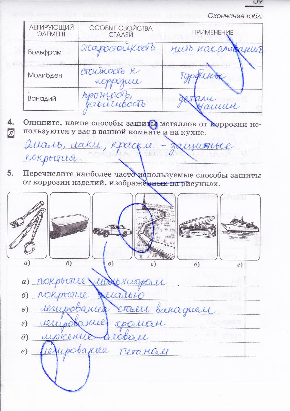 гдз 9 класс рабочая тетрадь страница 59 химия Габриелян, Сладков