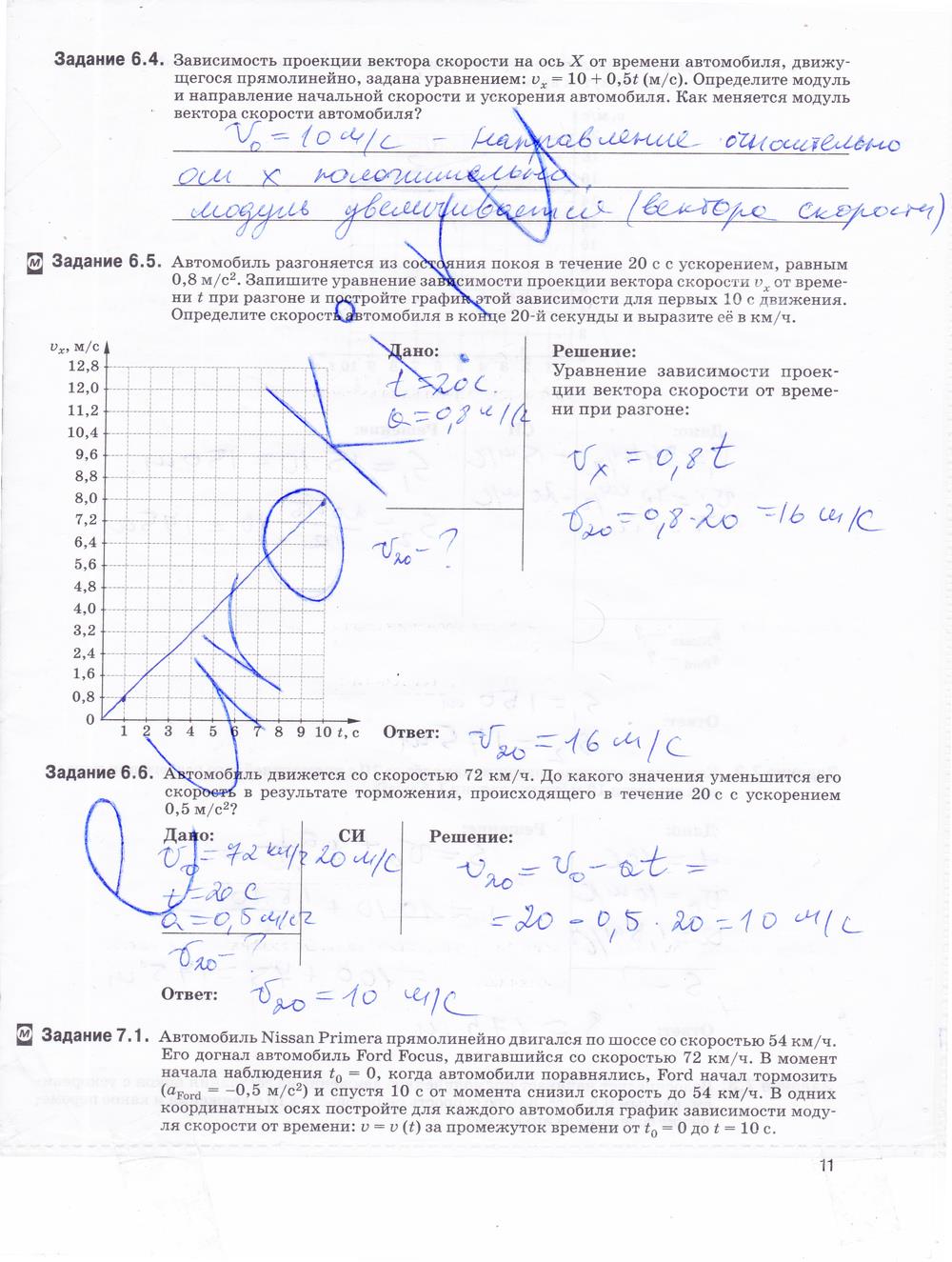гдз 9 класс рабочая тетрадь страница 11 физика Гутник, Власова