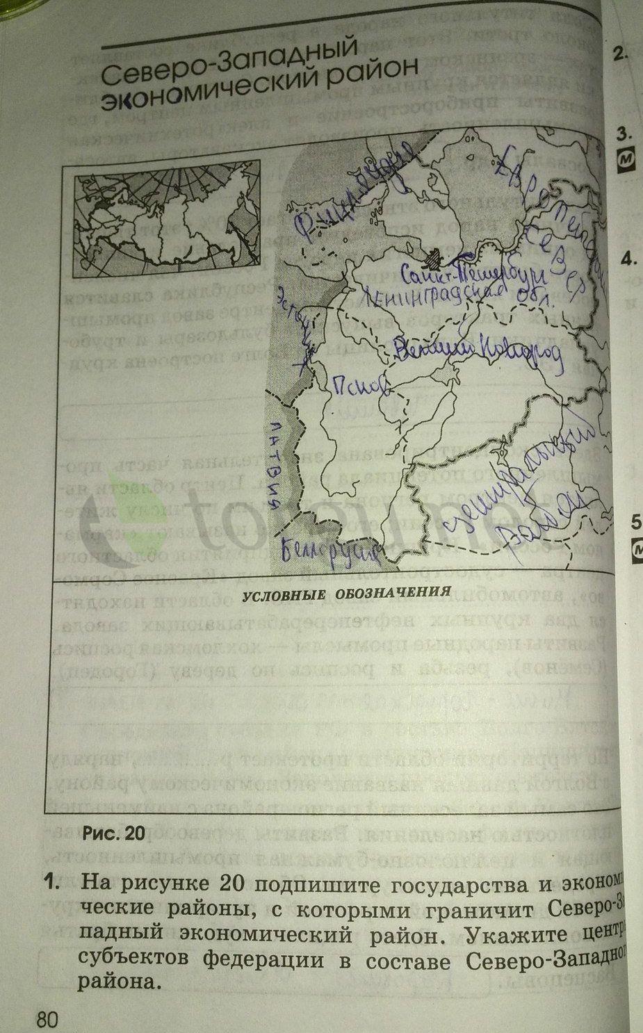 гдз 9 класс рабочая тетрадь страница 80 география Ким, Марченко, Низовцев