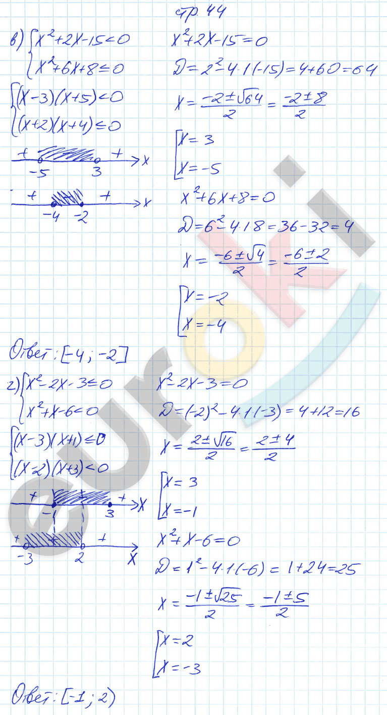 гдз 9 класс рабочая тетрадь страница 44 алгебра Ключникова, Комиссарова