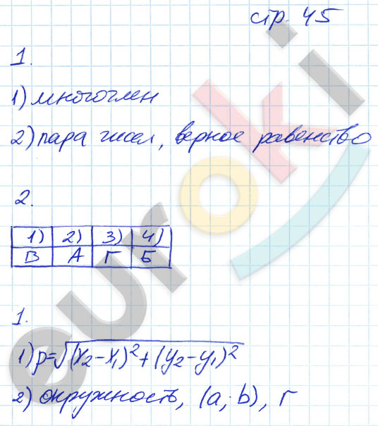 гдз 9 класс рабочая тетрадь страница 45 алгебра Ключникова, Комиссарова