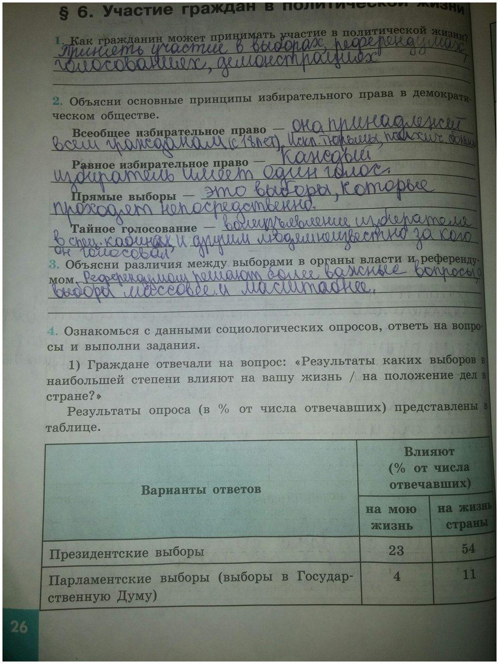гдз 9 класс рабочая тетрадь страница 26 обществознание Котова, Лискова