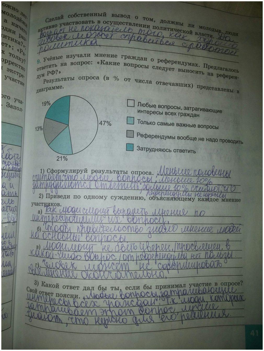 гдз 9 класс рабочая тетрадь страница 41 обществознание Котова, Лискова