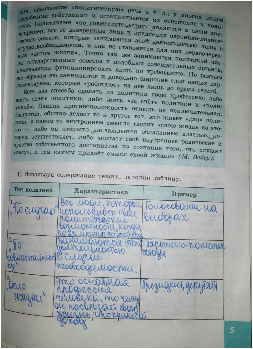 гдз 9 класс рабочая тетрадь страница 5 обществознание Котова, Лискова