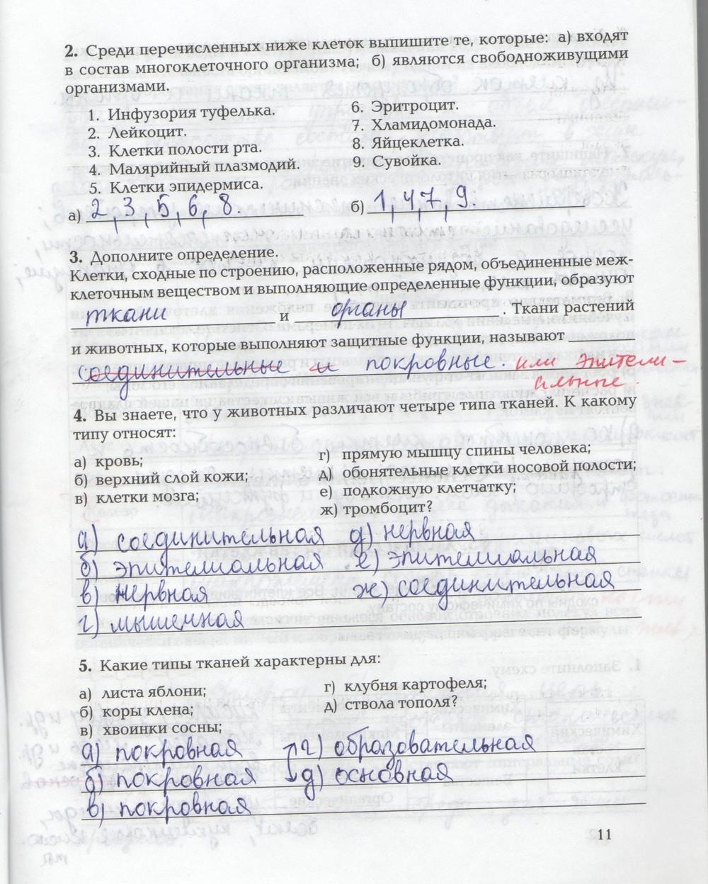 гдз 9 класс рабочая тетрадь страница 11 биология Козлова, Кучменко