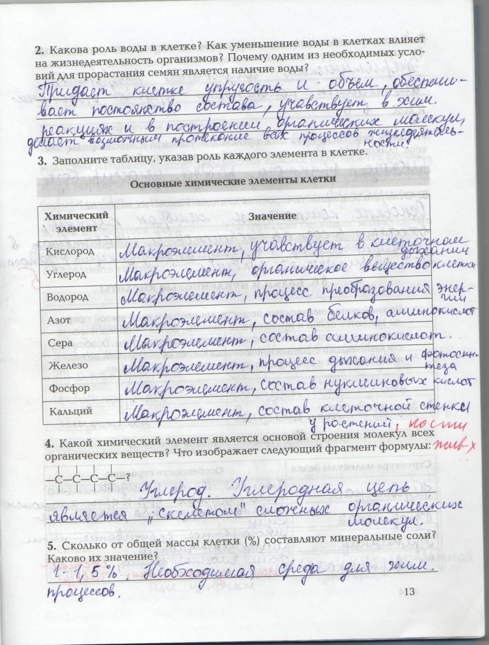 гдз 9 класс рабочая тетрадь страница 13 биология Козлова, Кучменко