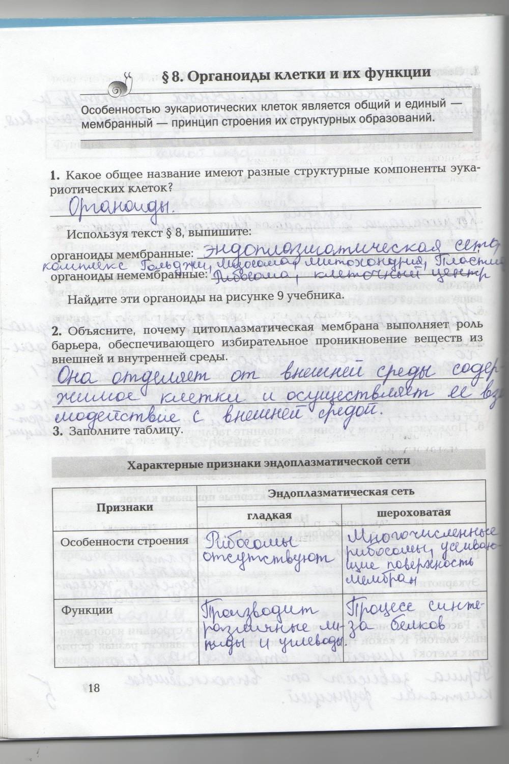 гдз 9 класс рабочая тетрадь страница 18 биология Козлова, Кучменко