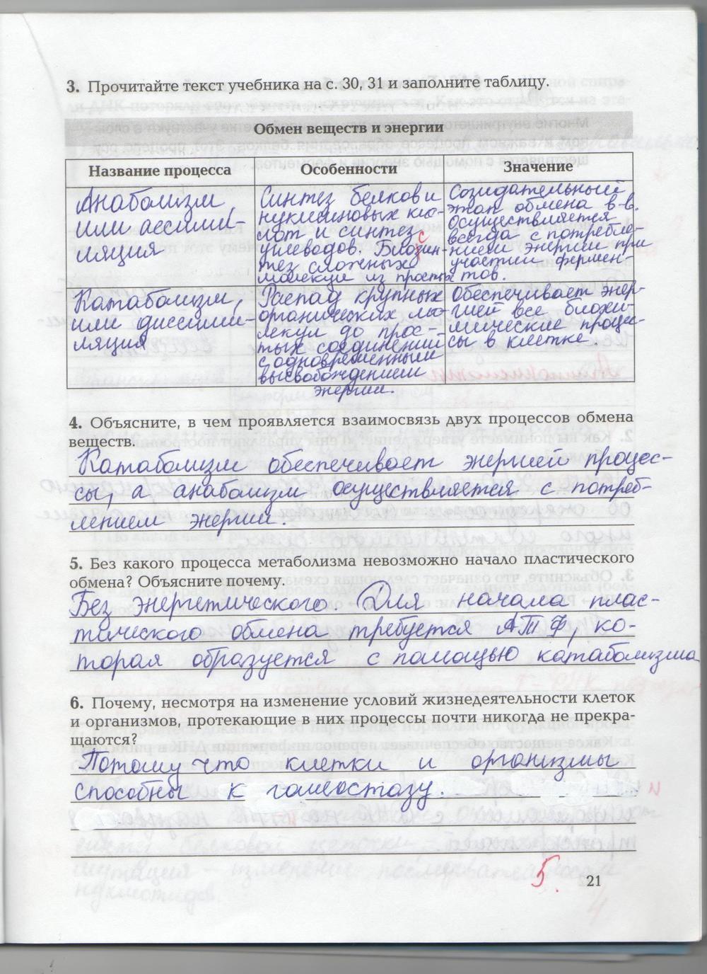гдз 9 класс рабочая тетрадь страница 21 биология Козлова, Кучменко
