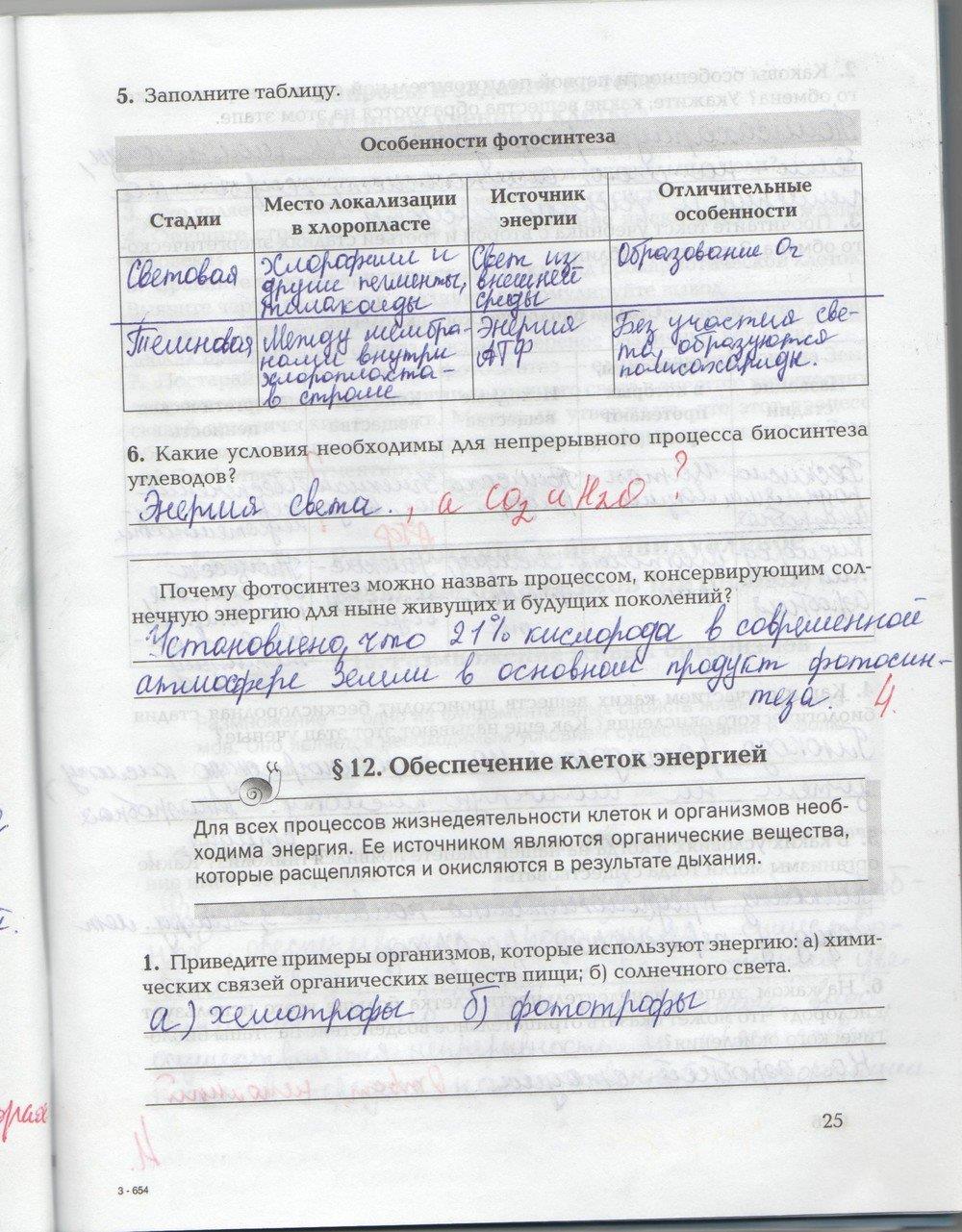 гдз 9 класс рабочая тетрадь страница 25 биология Козлова, Кучменко