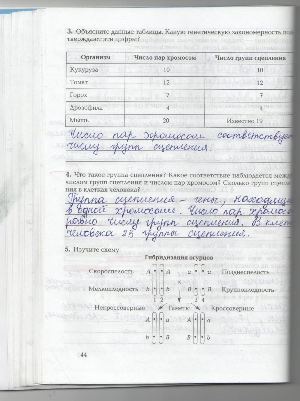 гдз 9 класс рабочая тетрадь страница 44 биология Козлова, Кучменко